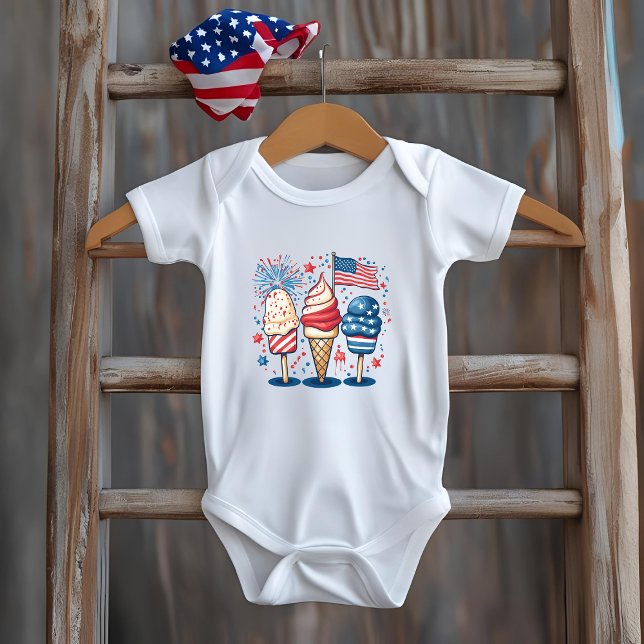 Body 4 juillet Sweet USA Ice Cream Baby Bodysuit (Créateur téléchargé)