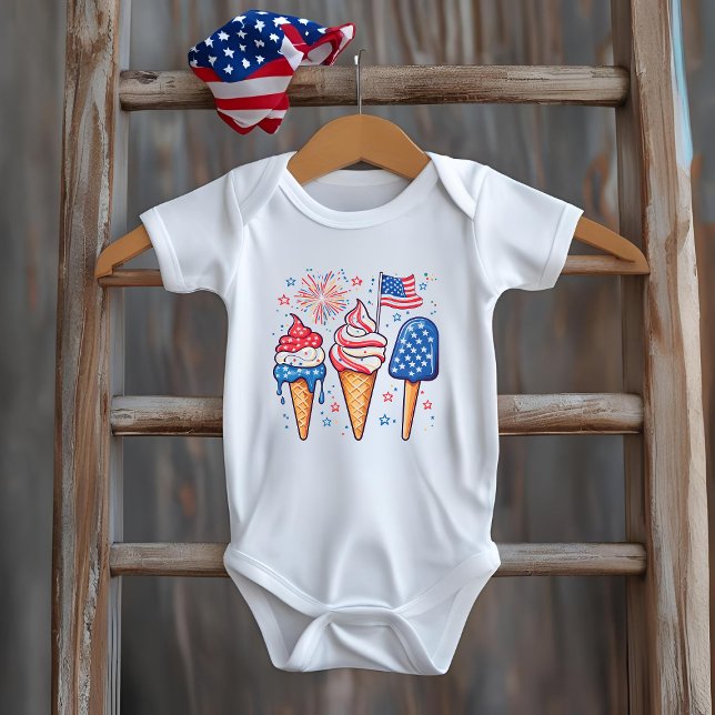 Body 4 juillet T-shirt bébé crème glacée (Créateur téléchargé)
