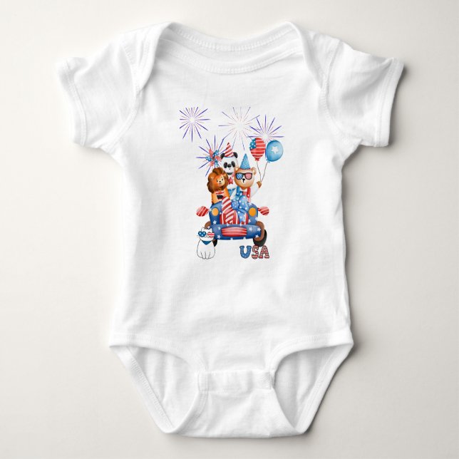 Body 4 juillet Voiture Panda Ours & Lion (Devant)