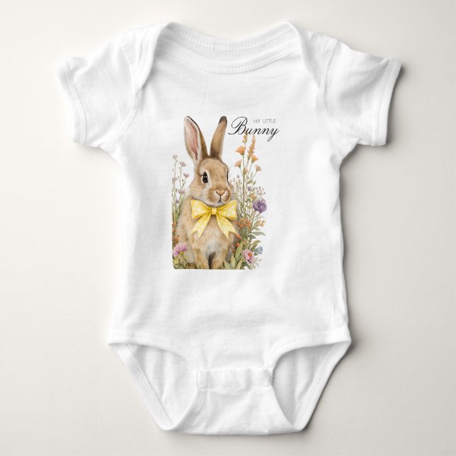 Body A cute little Floral Bunny Yellow Bow Baby Shower  (Devant)