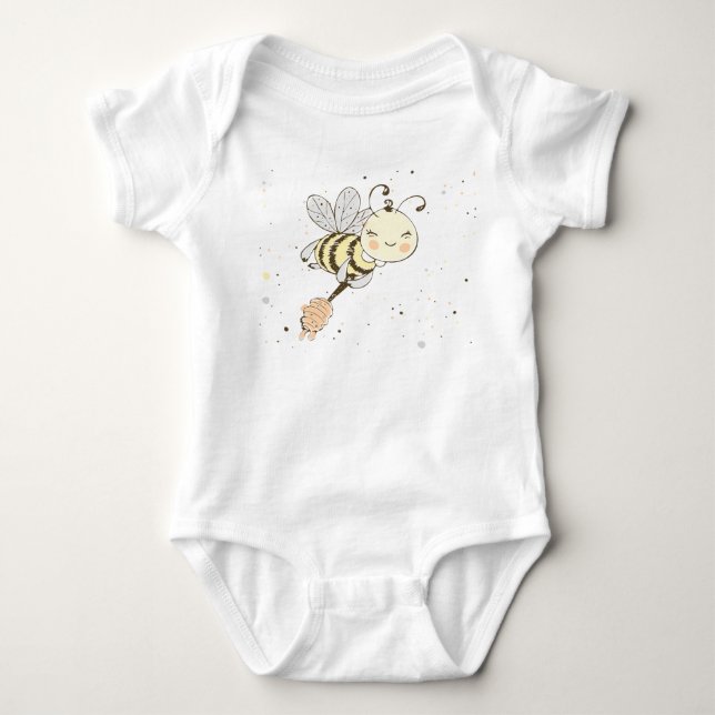 Body Abeilles De Miel, Fée & Bébé En Motif Sans Faille (Devant)