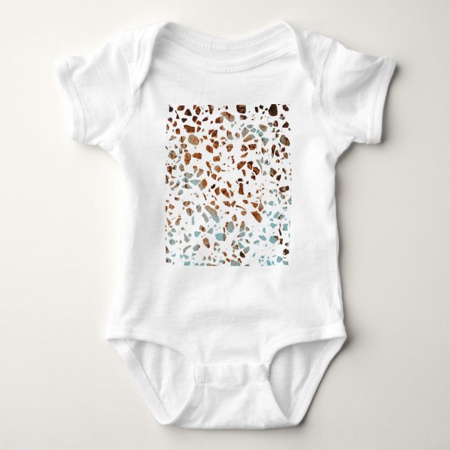 Body Abstrait Terrazzo Mosaic rouille Brown & Motif ble (Devant)