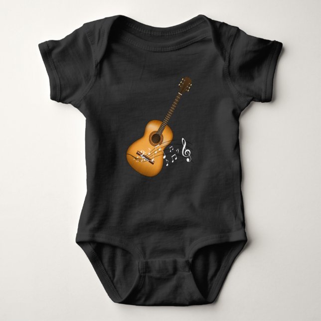 Body Acoustic Guitar Player Musical Notes Musicien d'ar (Devant)