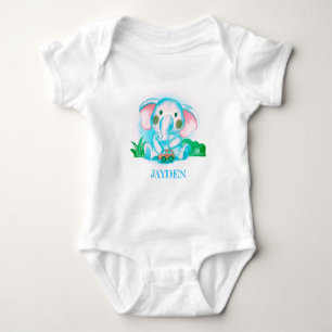 Body adorable adorable éléphant bleu aquarelle