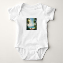 Adorable Baby Bodysuit – Elephant & Palm Trees
