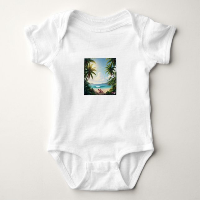 Body Adorable Baby Bodysuit – Elephant & Palm Trees (Devant)