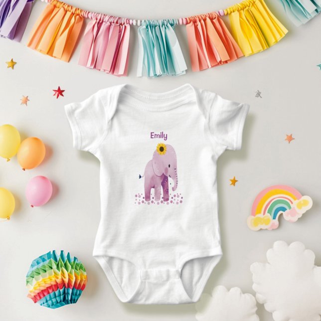 Body Adorable bébé fille éléphant avec nom (Créateur téléchargé)