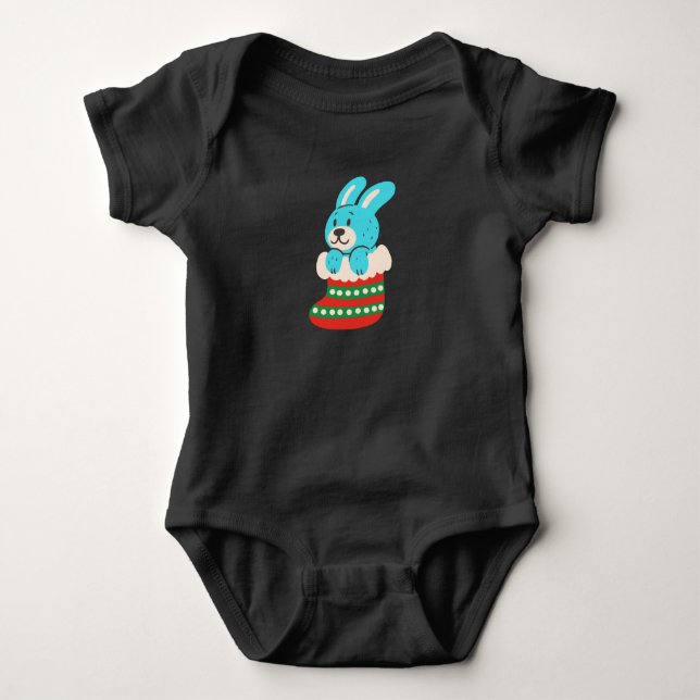 Body Adorable bleu lapin noël (Devant)