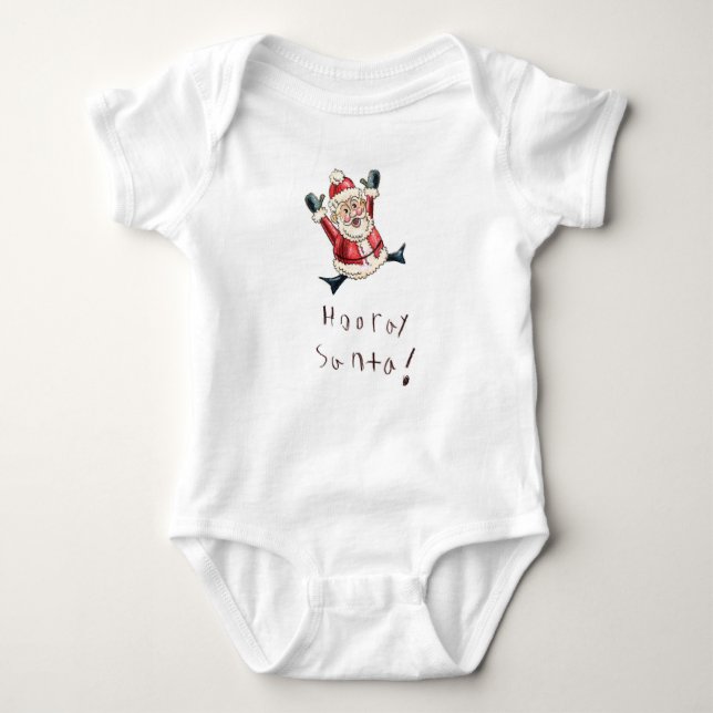 Body Adorable "Hooray Santa" Baby Shirt (Devant)