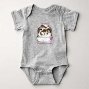Body Adorable lapin flop avec tulipe rose