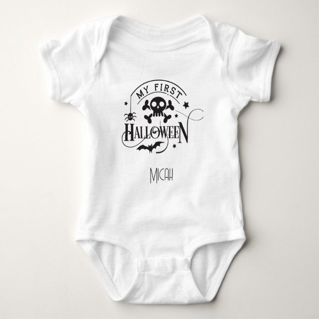Body Adorable "Mon Premier Halloween" Monogramme Nom (Devant)