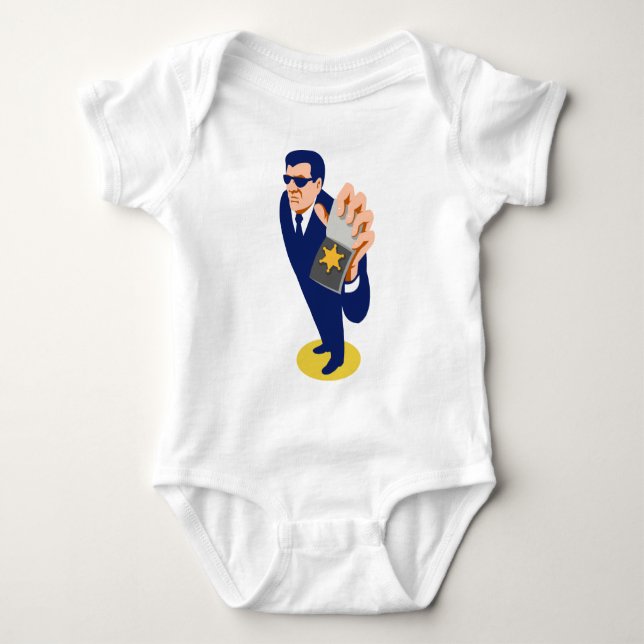 Body agent secret affichant id badge retro (Devant)