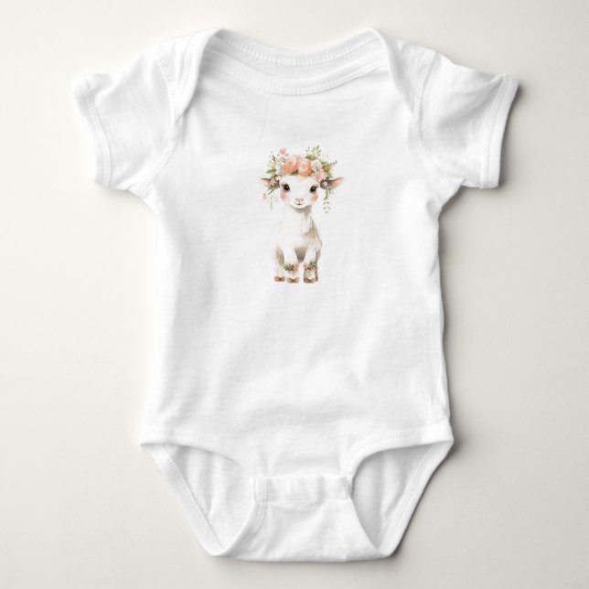 Body Agneau doux mouton avec fleurs (Devant)