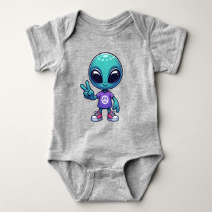 Body Alien et vaisseau spatial mignons de la paix