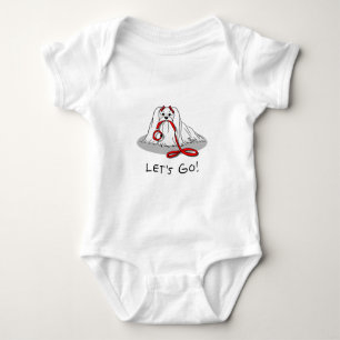 Body Allons-y ! Chien maltais avec laisse rouge - migno