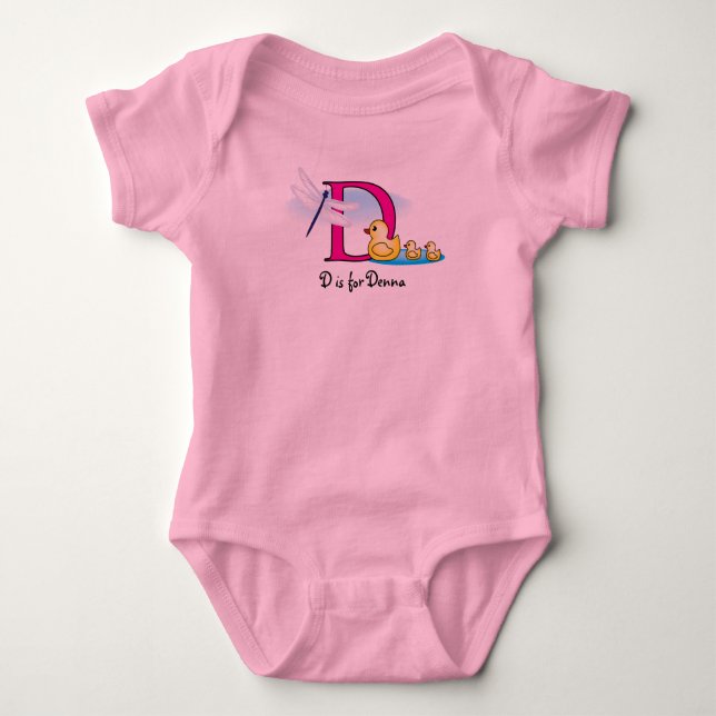 Body Alphabet D pour filles T-shirt - ajoutez votre nom (Devant)