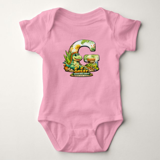 Body 🦕💖 Alphabet Dino “G” Baby Jersey Bodysuit 👶✨ (Devant)