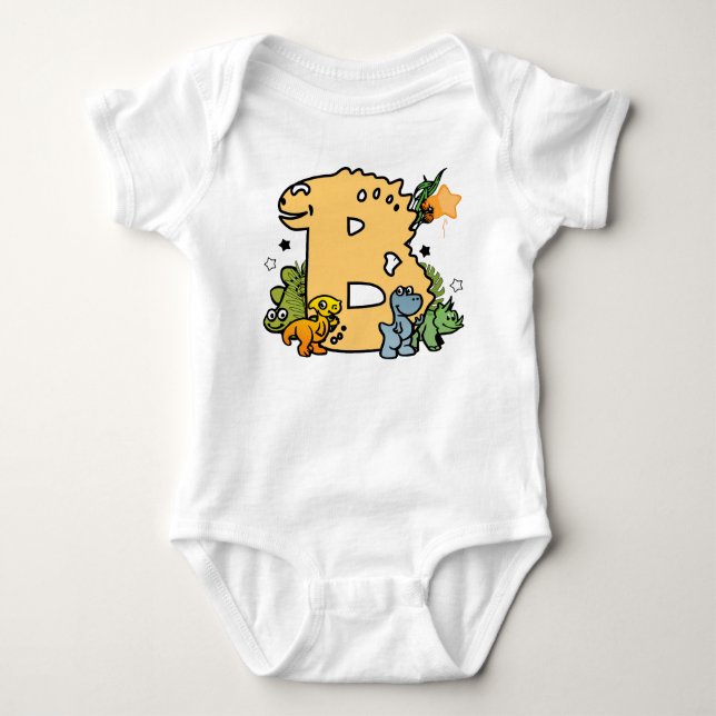 Body Alphabet Dino pour bébé avec nom Commençant par B (Devant)