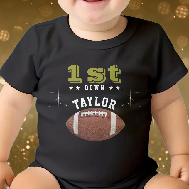 Body American Football Field 1er Anniversaire Party Noi (American Football Field 1st Birthday Party Black Baby Bodysuit)