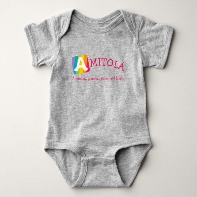Body Amitola unisex rainbow nom de bébé (Devant)