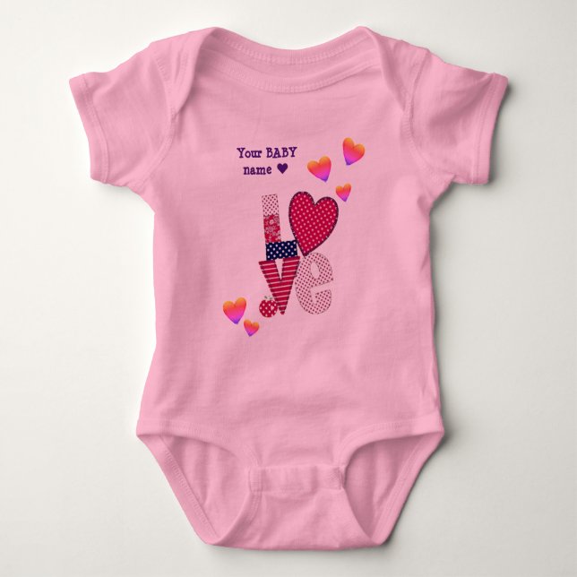 Body AMOUR customisé - PETIT BÉBÉ VALENTINE (Devant)