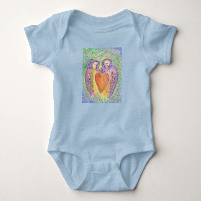 Body Amour Guardian Angels Coeur Art Baby Bodysuit (Devant)