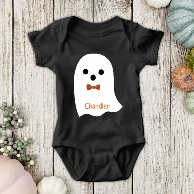 Body Amusant Halloween Garçon Fantôme Plaid Bow Nom du  (Créateur téléchargé)