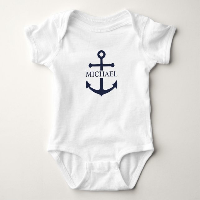 Body Ancre Bleue Marine Nom Personnalisé (Devant)