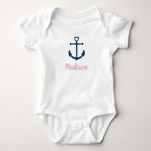 Body Ancre nautique fille de la marine rose