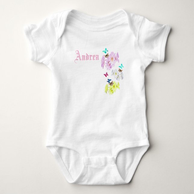 Body Andrea Nom Logo Avec Chatons Et Fleurs, Bébé Bo (Devant)