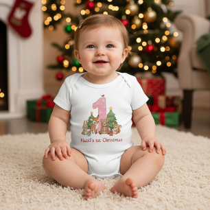 Body Animaux mignons de la forêt, premier Noël bébé ros