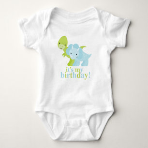 Body Anniversaire de dinosaures bleus et verts