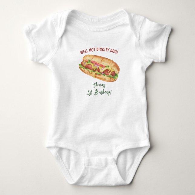 Body Anniversaire de enfant Hot Dog Watercolor (Devant)