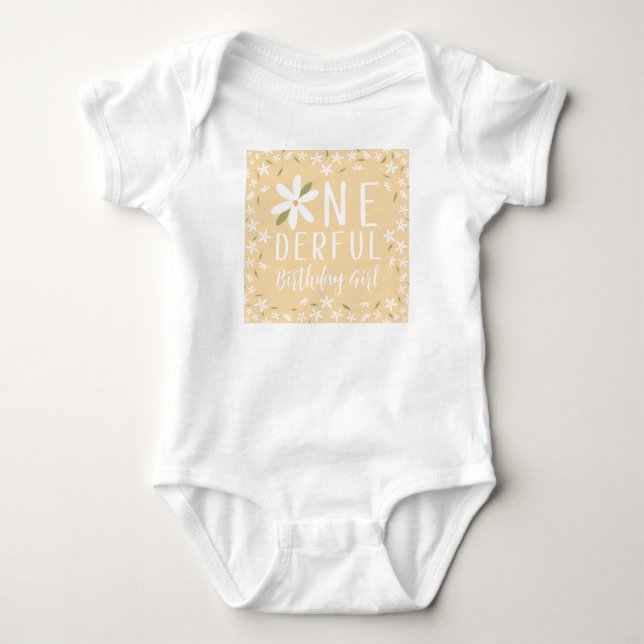 Body Anniversaire fabuleux fille Boho Jaune Daisy Bodys (Devant)