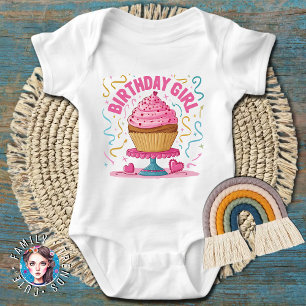 Body Anniversaire Fille Cupcake Rose