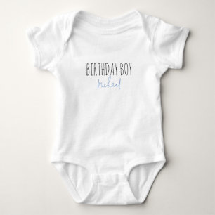 Body Anniversaire Garçon Cute Bleu Script Nom Premier A