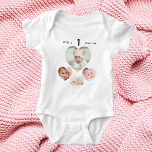 Body Anniversaire nom âge photo collage bébé fille