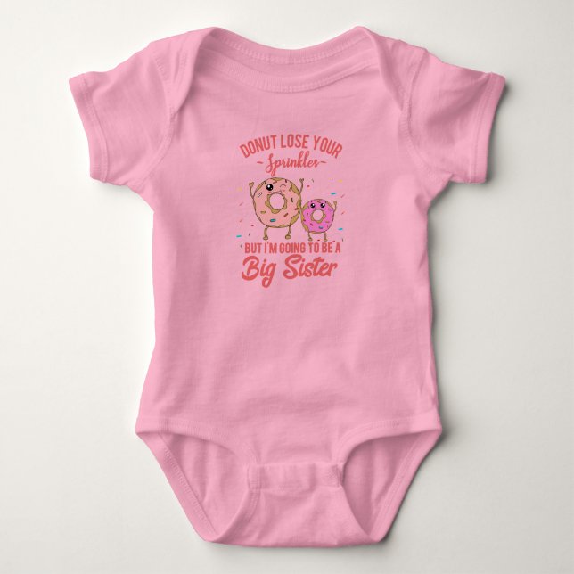 Body Annonce de bébé Grande Sœur Donut Rose (Devant)