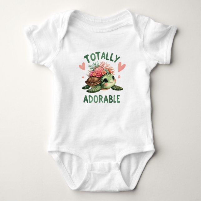 Body Aquarelle adorable petite fille tortue mignonne (Devant)