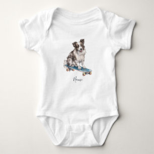 Body Aquarelle Bordure Collie Bodysuit bébé