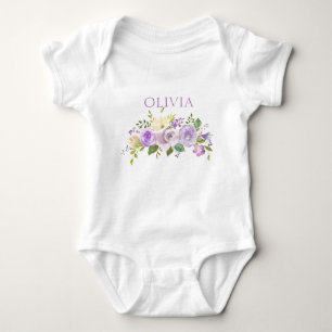 Body Aquarelle Cute personnalisée Floral Purple