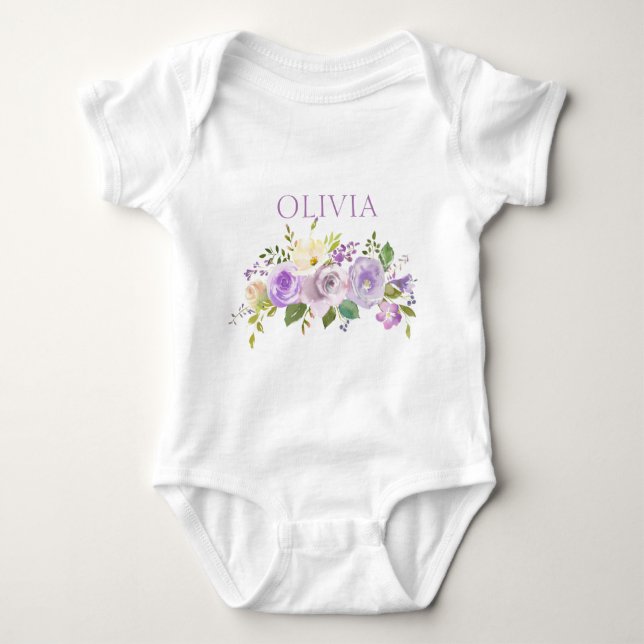 Body Aquarelle Cute personnalisée Floral Purple (Devant)