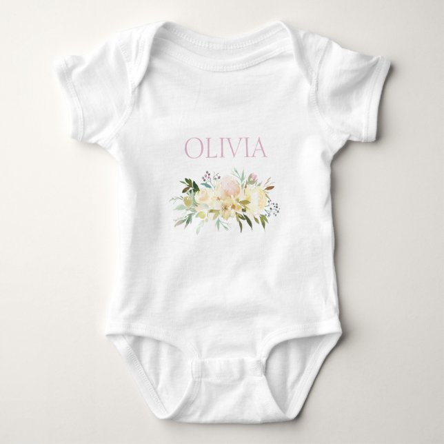 Body Aquarelle Cute personnalisée Rose Floral (Devant)