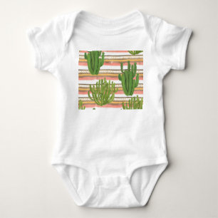 Body Aquarelle de cactus, arrière - plan rayé, couche t