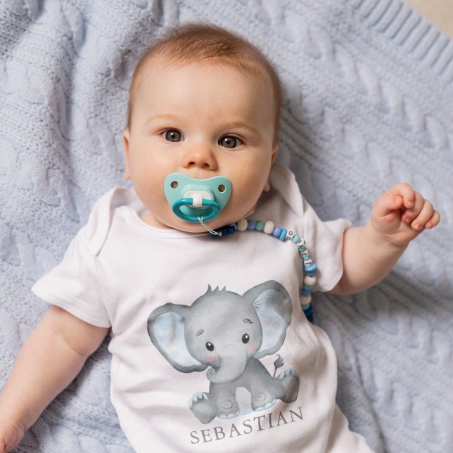 Body Aquarelle Eléphante mignonne bébé garçon (Cute Elephant Watercolor Baby Boy Baby Bodysuit)