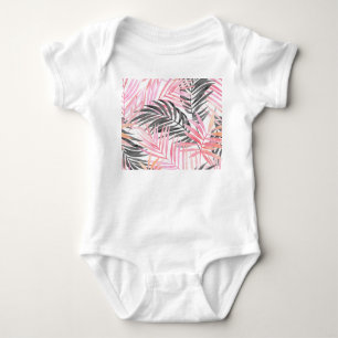 Body Aquarelle Feuille rose tropicale