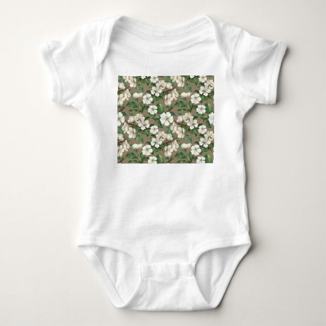 Body Aquarelle Fleurs Apple : Motif Vintage. (Devant)