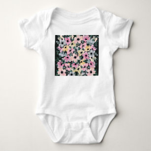 Body Aquarelle florale foncée : belle impression.