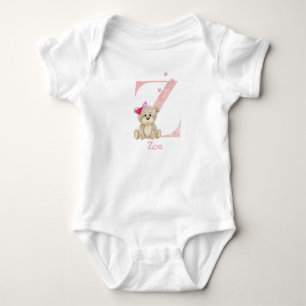 Body Aquarelle lettre Z avec ours en peluche pour bébé 