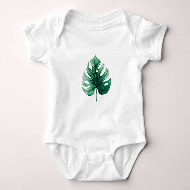 Body Aquarelle mignonne Feuille Monstera verte (Devant)